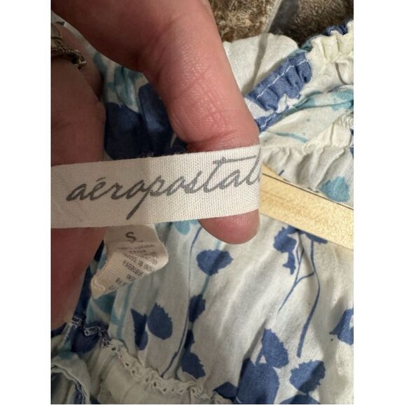 Aeropostale White Floral Babydoll Top Small Y2K Boho - Picture 3 of 10